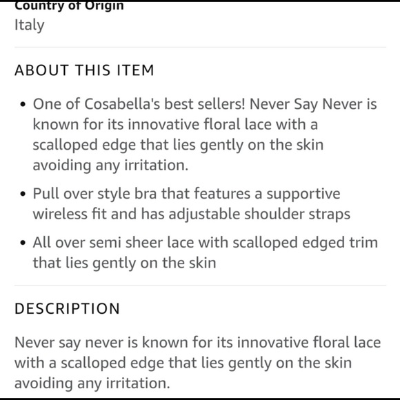 NWT Cosabella Never Say Never Sweetie Lace Bralette - Picture 5 of 7